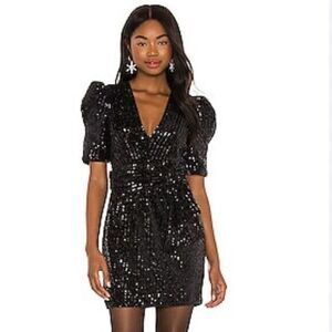 Saylor Fauna Black Sequin Mini Dress